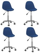 vidaXL Eetkamerstoelen draaibaar 4 st stof blauw