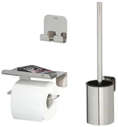 Tiger Colar Toilet Accessoireset - toiletrolhouder - met planchet - toiletborstelhouder - handdoekhaak - zelfklevend - gepolijst RVS 1314400302