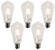 Set van 5 E27 LED lamp filament ST64 helder 4W 470 lm 2700K