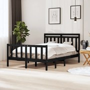 vidaXL Bedframe massief hout zwart 135x190 cm 4FT6 Double