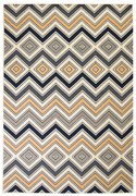 vidaXL Vloerkleed modern zigzag ontwerp 80x150 cm bruin/zwart/blauw