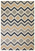 vidaXL Vloerkleed modern zigzag ontwerp 80x150 cm bruin/zwart/blauw