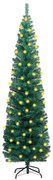 vidaXL Kunstkerstboom met LED's en standaard smal 180 cm PVC groen