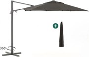 + 15% kassakorting | Parasol Shadowline Francisco | Inclusief hoes | Rond | 330cm | Met draaihendel | Zwart | Kees Smit Tuinmeubelen