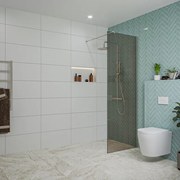 Fortifura Galeria inloopdouche - 70x200cm - rookglas - wandarm - Geborsteld RVS PVD (RVS) SW797941/SW797908