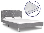 vidaXL Bed met traagschuim matras stof lichtgrijs 140x200 cm