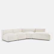 Hoekbank rechts van bouclettestof Seven