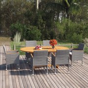 vidaXL 7-delige Tuinset poly rattan grijs