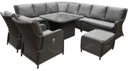 Bilbao premium dining loungeset 8 delig antraciet wicker