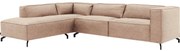 Goossens Bank Calvin beige, micro leer, 3,5-zits, modern design met ligelement links