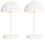 LED Set van 2 buiten tafellamp met dimmeren mushroom wit oplaadbaar - Keira Modern IP44 Buitenverlichting rond Lamp