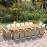 vidaXL 17-delige Tuinset met kussens poly rattan beige