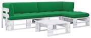 vidaXL 4-delige Loungeset pallet met kussens wit geïmpregneerd hout