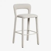 Hoge Kruk Met Gestoffeerde Rugleuning Brusel ↑75 Cm & Stof Gebroken Wit - Sklum
