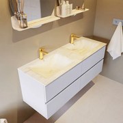 Mondiaz Vica DLux badmeubel 130cm cale 4 lades met wastafel ostra dubbel 2 kraangaten