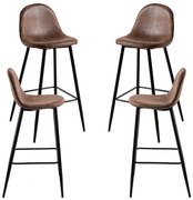 Set 4 Krukjes Zwart Teok Kunstleer Bruin Vintage