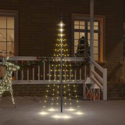 vidaXL Vlaggenmast kerstboom 108 LED's warmwit 180 cm