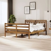 vidaXL Bedframe massief hout honingbruin 135x190 cm 4FT6 Double