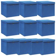 vidaXL Opbergboxen met deksel 10 st 32x32x32 cm stof blauw