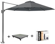 Voyager T1 zweefparasol 300 cm rond antraciet met 75KG voet en hoes