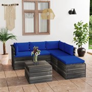 vidaXL 6-delige Loungeset met kussens pallet grenenhout