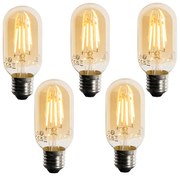Set van 5 E27 dimbare LED goud T45 4W 300 lm 2200K
