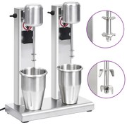 vidaXL Milkshake mixer met dubbele bekers roestvrij staal 2 L