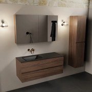 Mondiaz Aivy badmeubel 120cm mocha met wastafel solid surface urban links zonder kraangat en spiegelkast