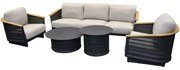 Lattice stoel bank loungeset 5 delig aluminium antraciet