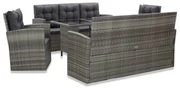 vidaXL 5-delige Tuinset met kussens poly rattan grijs