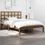 vidaXL Bedframe massief hout honingbruin 135x190 cm 4FT6 Double