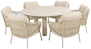 4 Seasons Outdoor Sardinia low dining tuinset latte met Donato tafel met geprint keramisch blad Ø 160 cm    beige weerbestendig