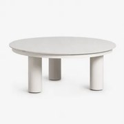 Ronde Tuintafel Ø80 Cm In Gesinterde Steen En Aluminium Umeko Wit - Sklum