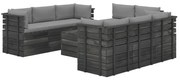 vidaXL 9-delige Loungeset met kussens pallet massief grenenhout