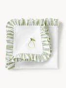 Stoffen servetten Melony met geborduurde motieven en ruches, 4 stuks