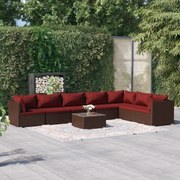 vidaXL 8-delige Loungeset met kussens poly rattan bruin