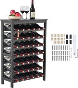 VEVOR wijnrek voor 42 flessen, stevig flessenrek, 7-laags opbergrek van massief bamboehout, vrijstaand wijnrek, wiebelvrije planken voor keuken, bar en kelder (zwart)