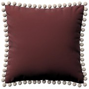 Dekoria Kussenhoes Wera met pompons, bordeaux 45 x 45 cm