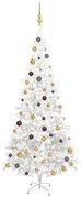 vidaXL Kunstkerstboom met LED's en kerstballen L 240 cm wit