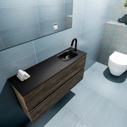 Mondiaz Ada 100cm toiletmeubel dark brown met wastafel urban rechts 1 kraangat