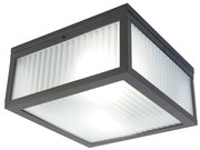 Smart buiten plafondlamp met dimmer zwart met ribbel glas incl. Wifi A60 - Charlois Modern E27 IP44 Buitenverlichting vierkant