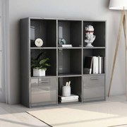 vidaXL Boekenkast 98x30x98 cm spaanplaat hoogglans grijs