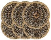 vidaXL Placemats 6 st rond 38 cm jute donkerblauw