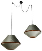 Hanglamp zwart met dubbele velours lampenkap groen met gouden binnenkant 2-lichts - Cava Luxe Klassiek / Antiek Minimalistisch E27 rond Binnenverlichting Lamp