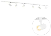 Modern railsysteem met 6 Spot / Opbouwspot / Plafondspots wit 1-fase 200cm - Iconic Jeana Modern GU10 rond Binnenverlichting Lamp