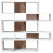 TemaHome London Design Boekenkast Wit - Walnoot - 156x34x160cm.