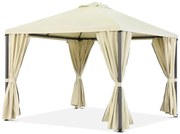 Beige tuinpaviljoen met gordijnen Madrid 3 x 3m Garden Point