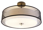 Stoffen Moderne plafondlamp zwart met wit 50 cm 3-lichts - Drum Duo Modern E27 rond Binnenverlichting Lamp