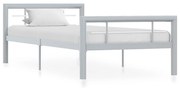 vidaXL Bedframe metaal grijs en wit 90x200 cm