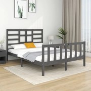 vidaXL Bedframe massief hout grijs 140x190 cm